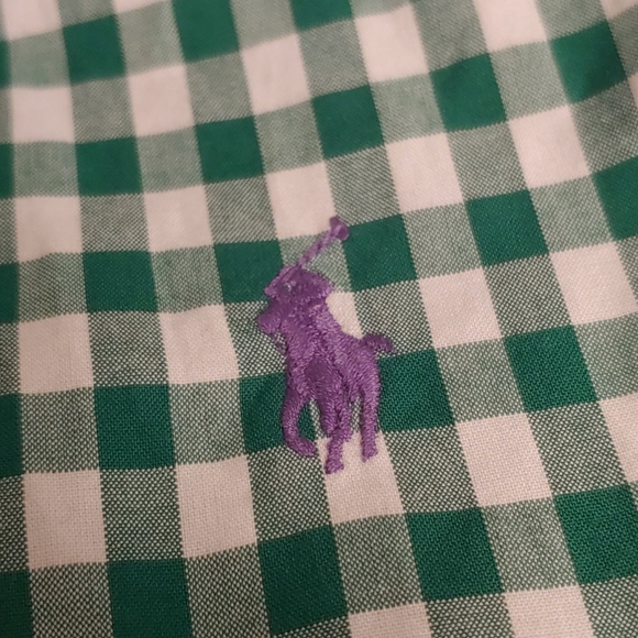 Green and White Polo Button Up - Picture 4 of 4